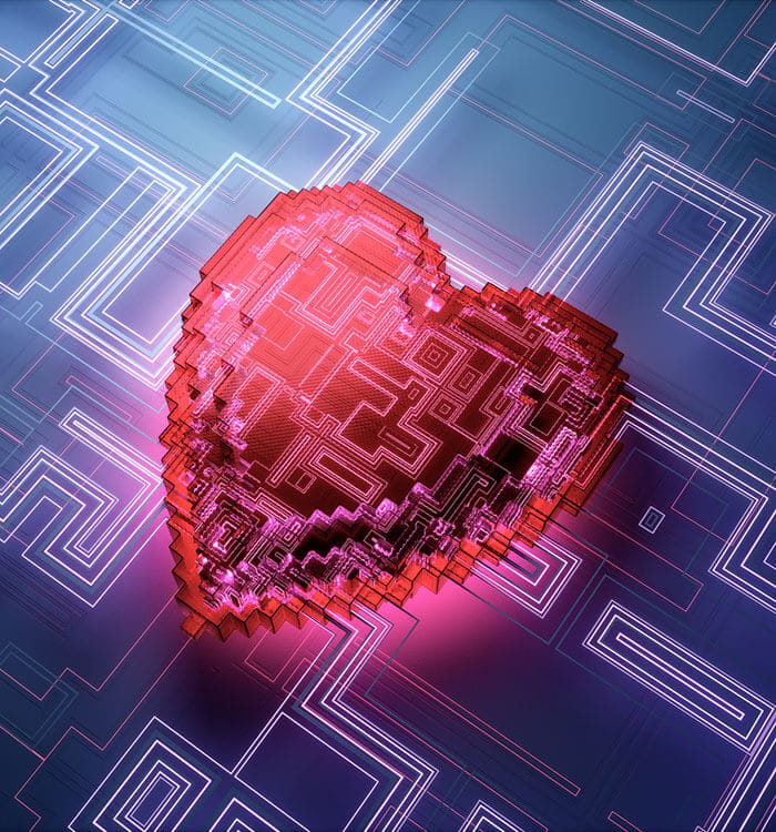 Illustration of cyber heart.