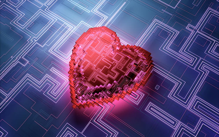 Illustration of cyber heart.