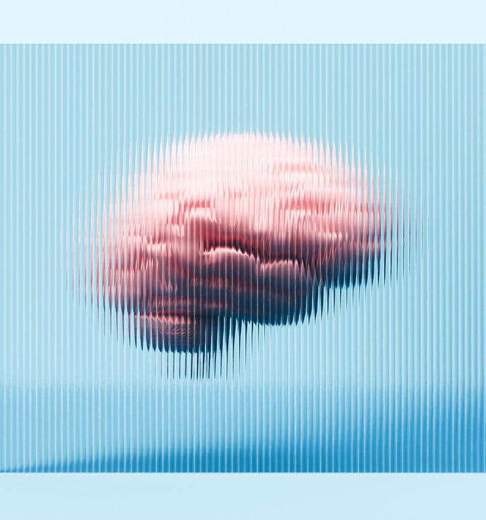 Illustration of brain behind rippled glass depicting migraine and headache pain.