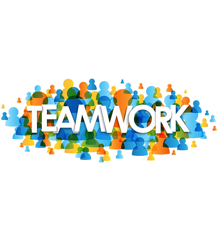 Word art that says Teamwork.