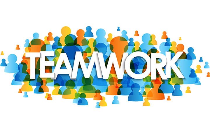 Word art that says Teamwork.