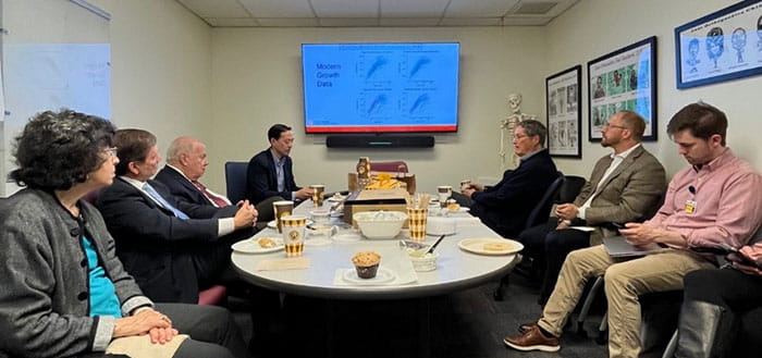 Mariel Cooperman, Jim Sanders, George Thompson, Ray Liu, Dan Cooperman, Justin Mistovich, and Ryan Furdock (Orthopaedics resident) during our skeletal maturity summit. 