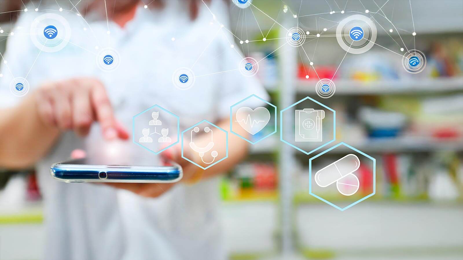 pharmacist on touch device