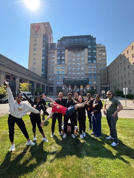 residents in front of UH Cleveland Medical Center