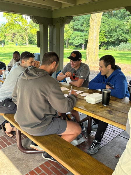 group of residents at the park having a picnic