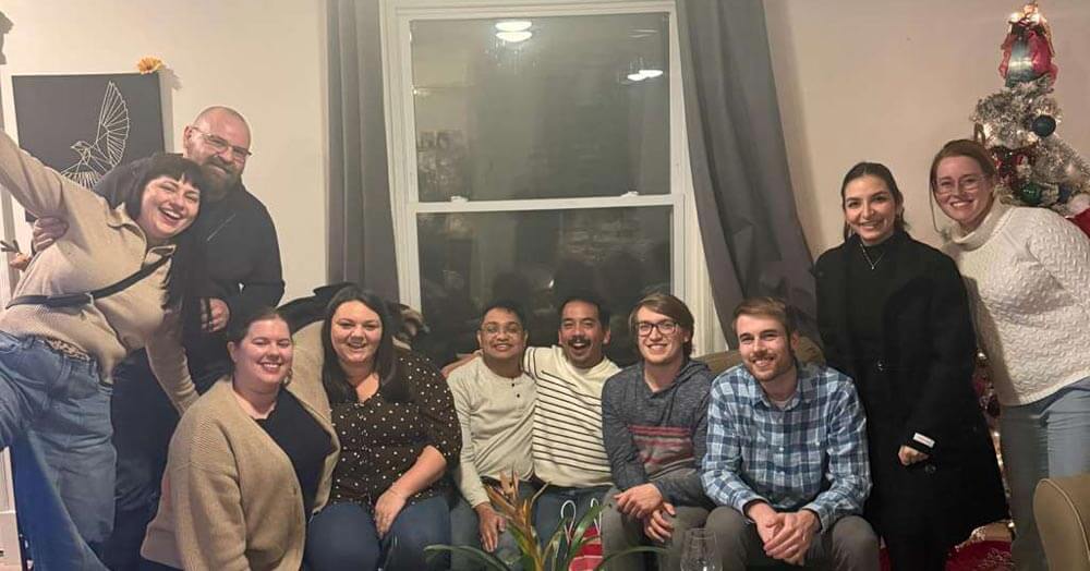 fellows at a holiday party