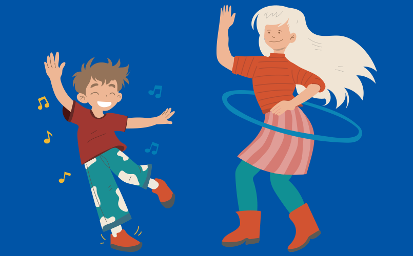 Illustration of young children playing outdoors
