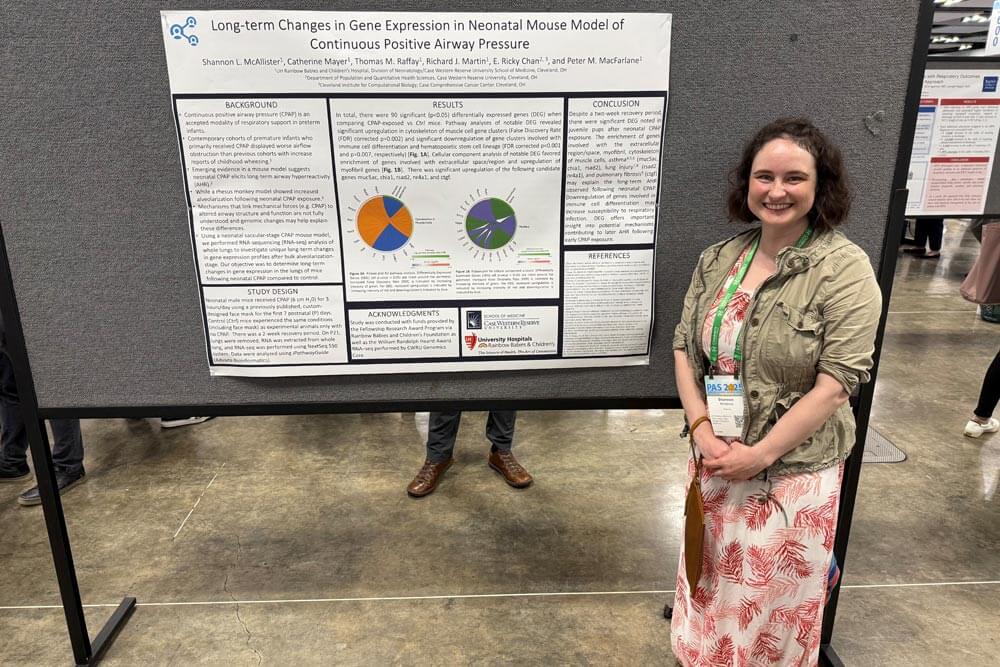 fellow in front of poster presentation at PAS 2025