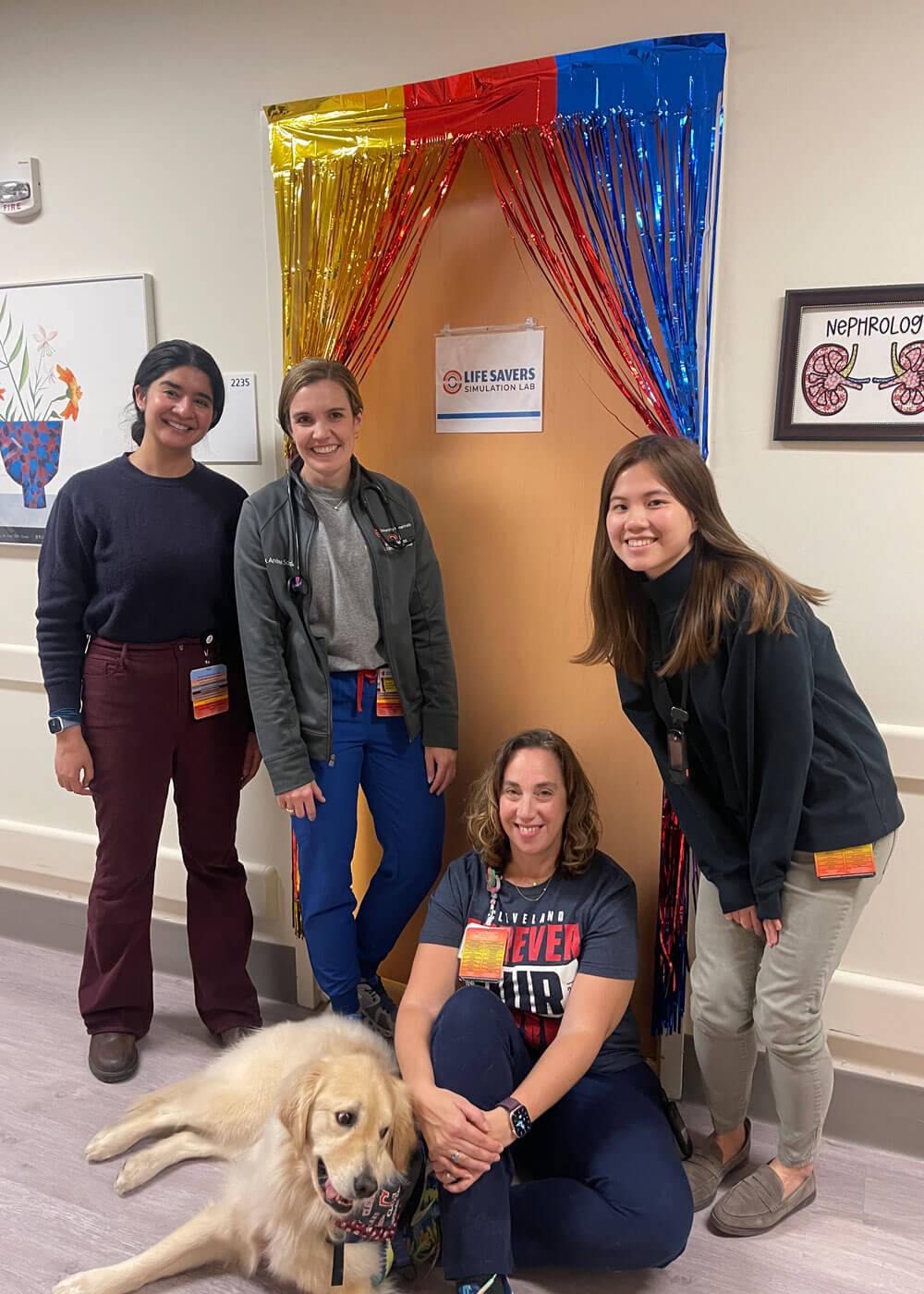 group of fellows with a dog