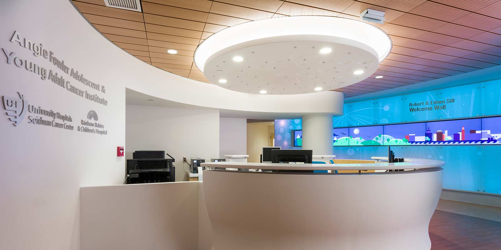 Welcome desk at Angie Fowler Adolescent & Young Adults Cancer Institute