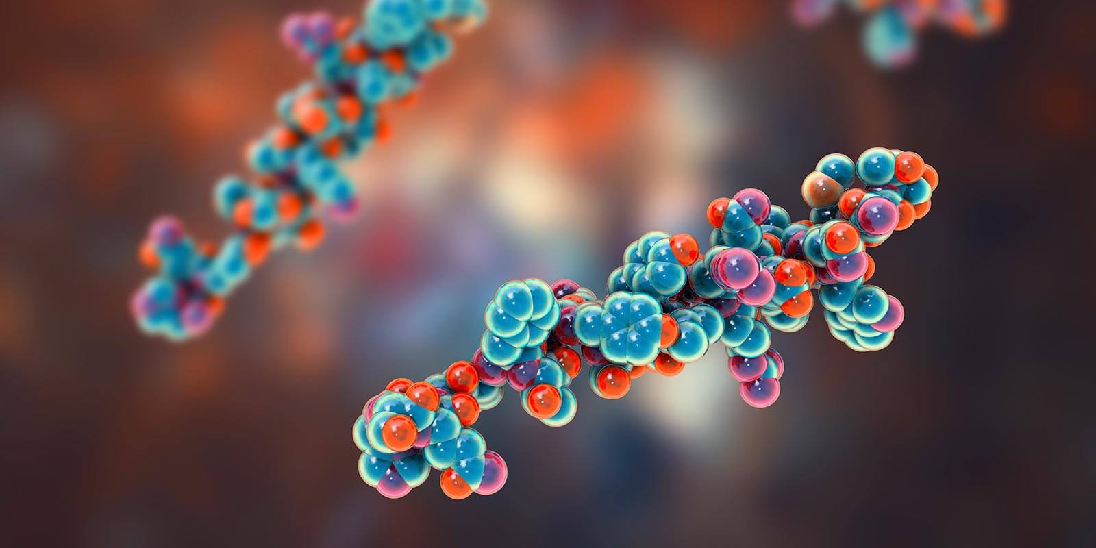 Molecule of the human hormone glucagon