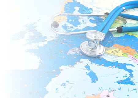 Stethoscope on world map
