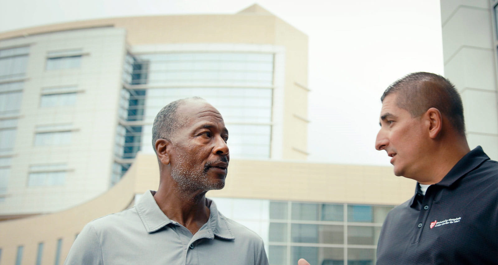 Joe Emery talks with a UH Cutler Center for Men patient