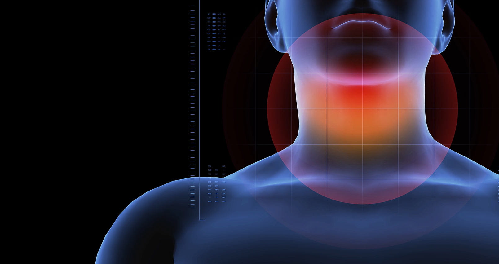 Illustration, close-up of esophageal area