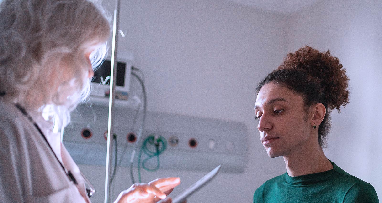 Facial plastics provider giving advice about hormones for transgender patient