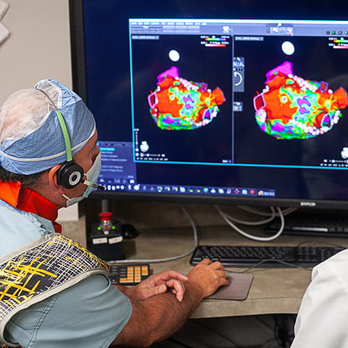Physicians monitoring Afib ablation procedure