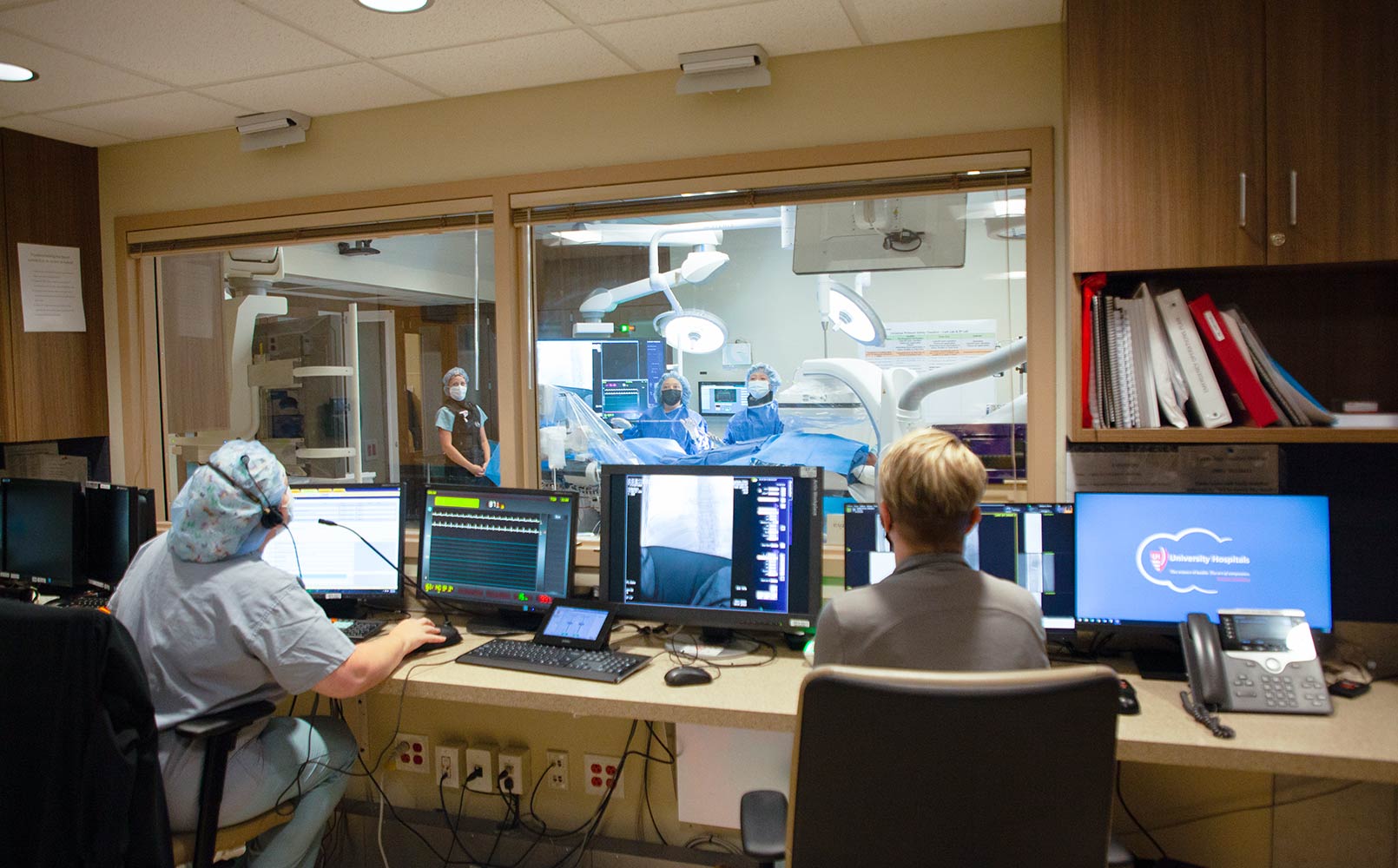 The control room oversees the surgical theater at University Hospitals Harrington Heart & Vascular Institute