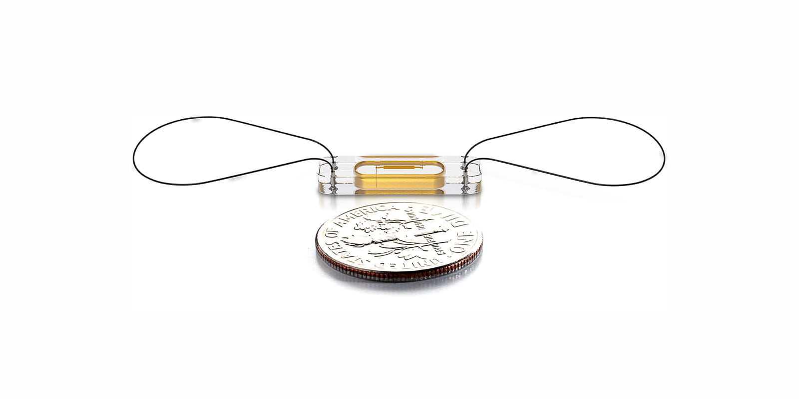 The CardioMEMS sensor is roughly the size of a US dime