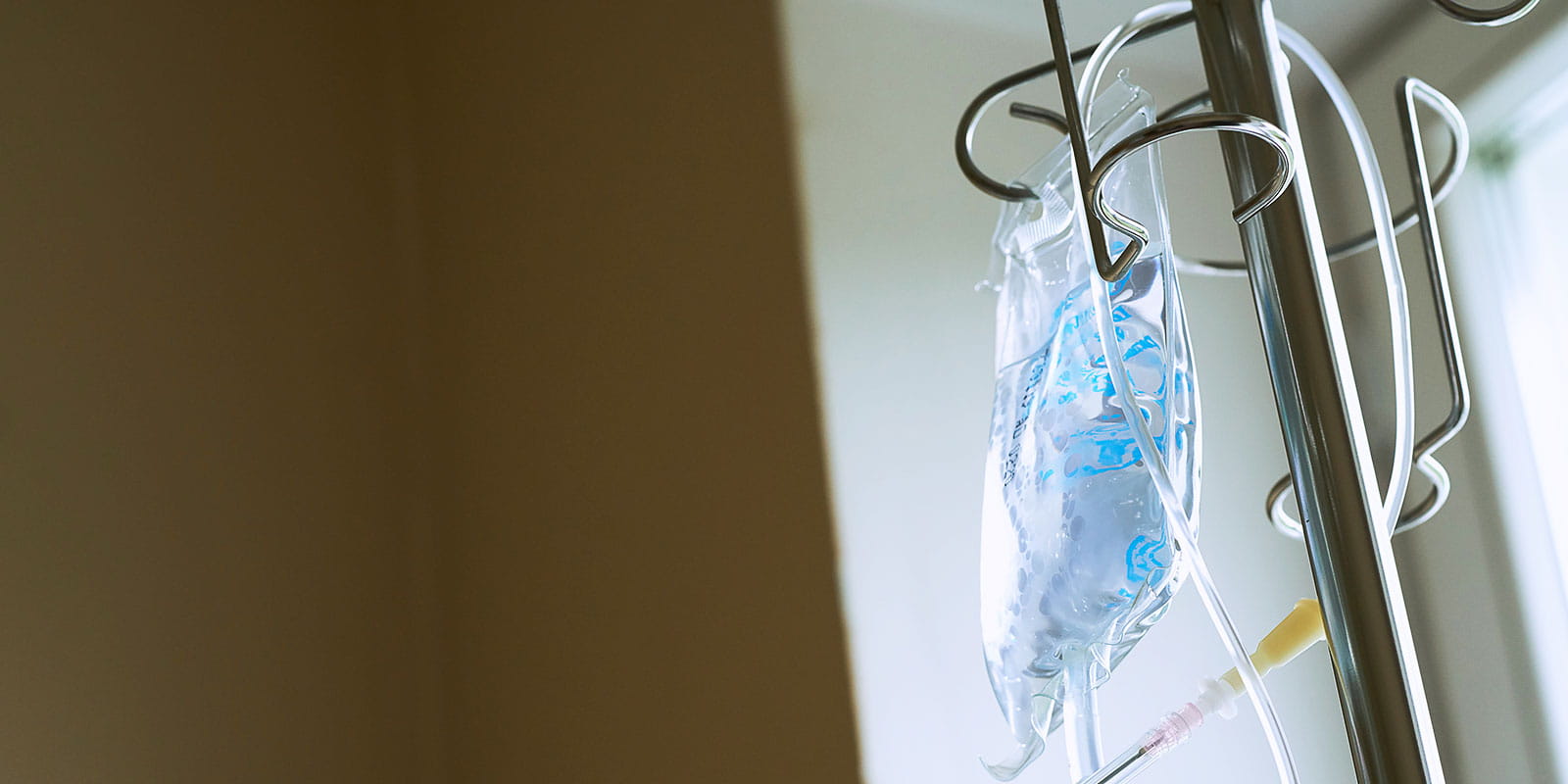 Saline solution drip for patient in home care setting