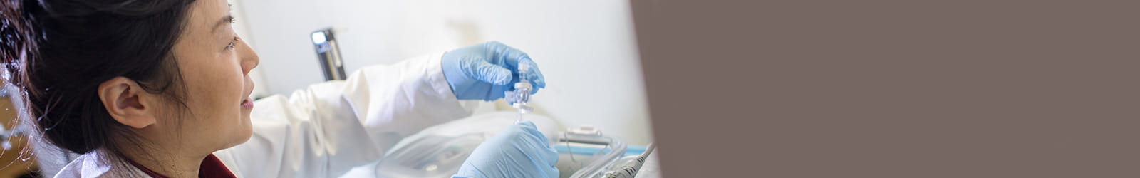 A woman working in the lab.
