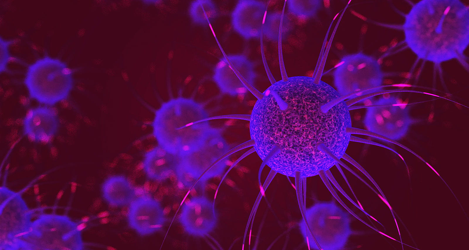 Illustration of Huntington's patients neurons sending pulsating electric impulses and communicating with each other