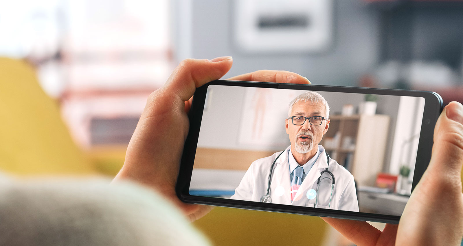 Close-up of a video call to vascular doctor on a smartphone