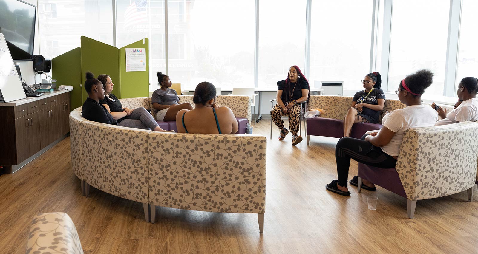 A CenteringPregnancy support group meets