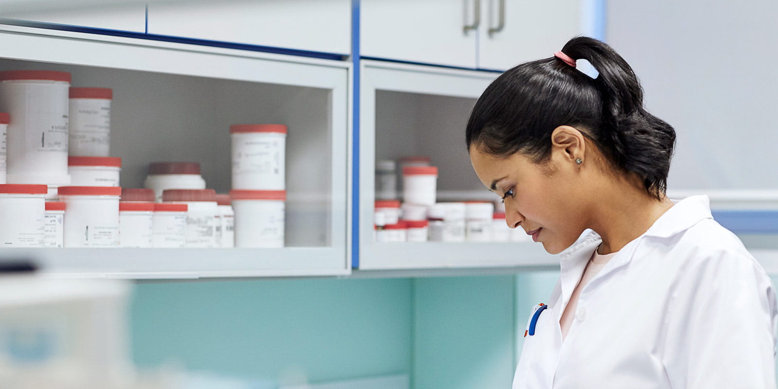 A specialty pharmacist at work