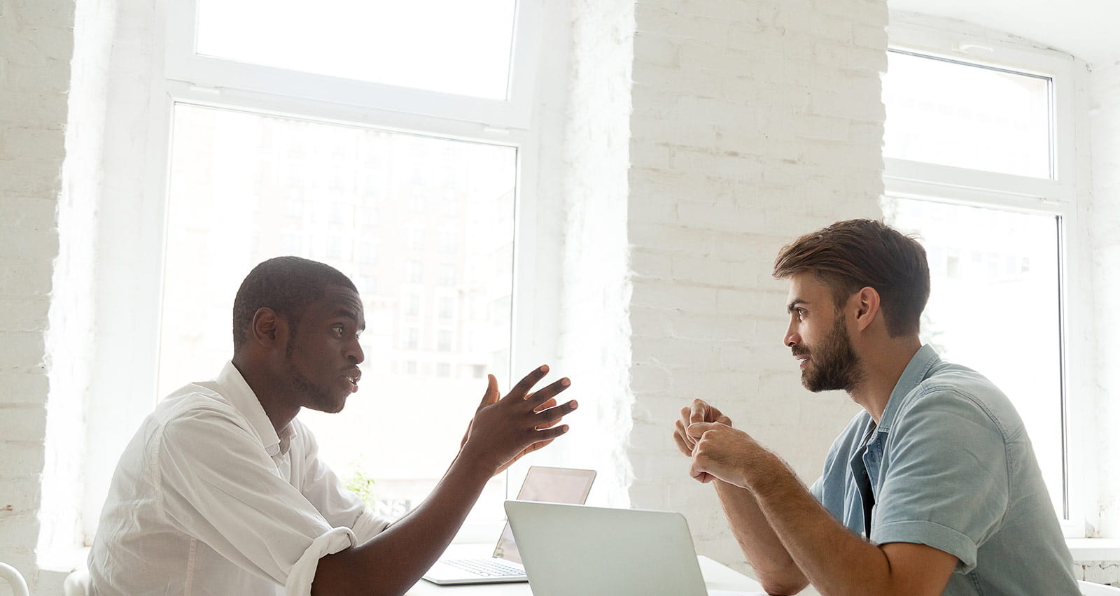 A patient meets with his speech therapist