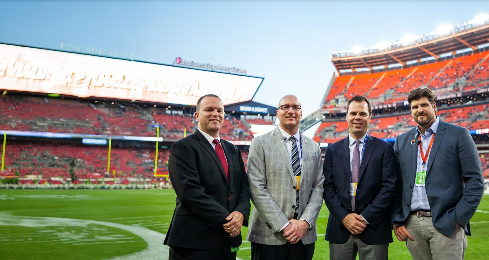 The UH Sports Medicine Team standing inside FirstEnergy Stadium