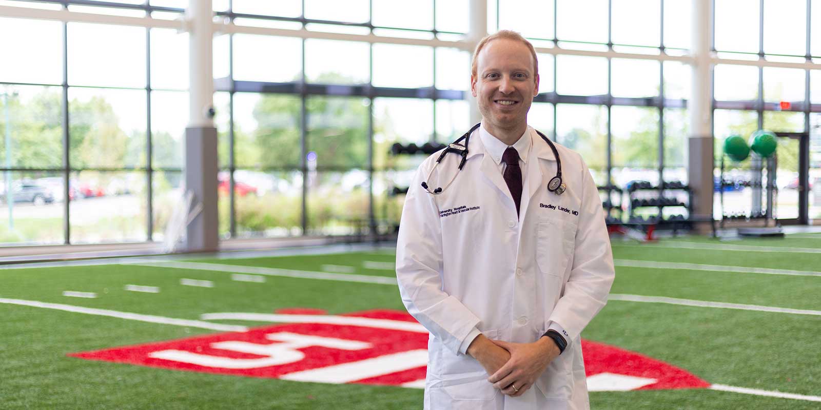 Dr. Brad Lander at the Sports Medicine Institute fieldhouse at Ahuja