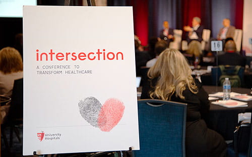 A placard announces Intersection