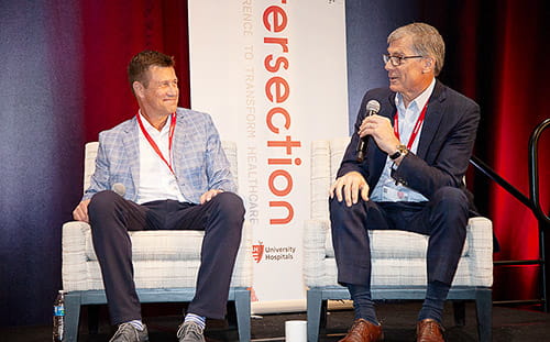 Brad Lucas (left) and Jeff Jones (right) speaking at Intersection Conference, Financial Sustainability and Value-based Care
