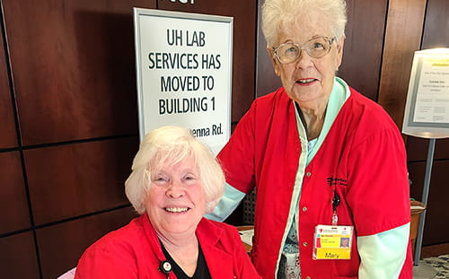 Two volunteers at UH Geauga Medical Center