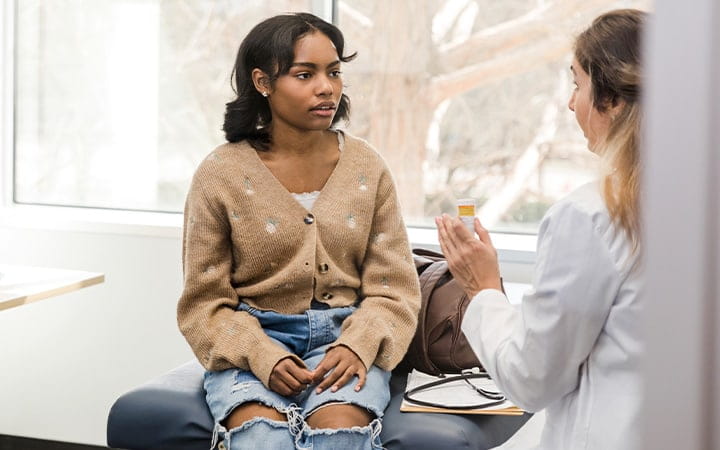 Teen at doctor appointment