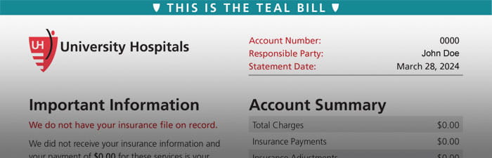 Example header of a MyChart billing statement
